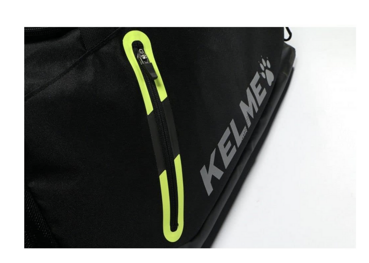 KELME Duffel Gym Football Soccer Duffle Bag - Black/Neon Green