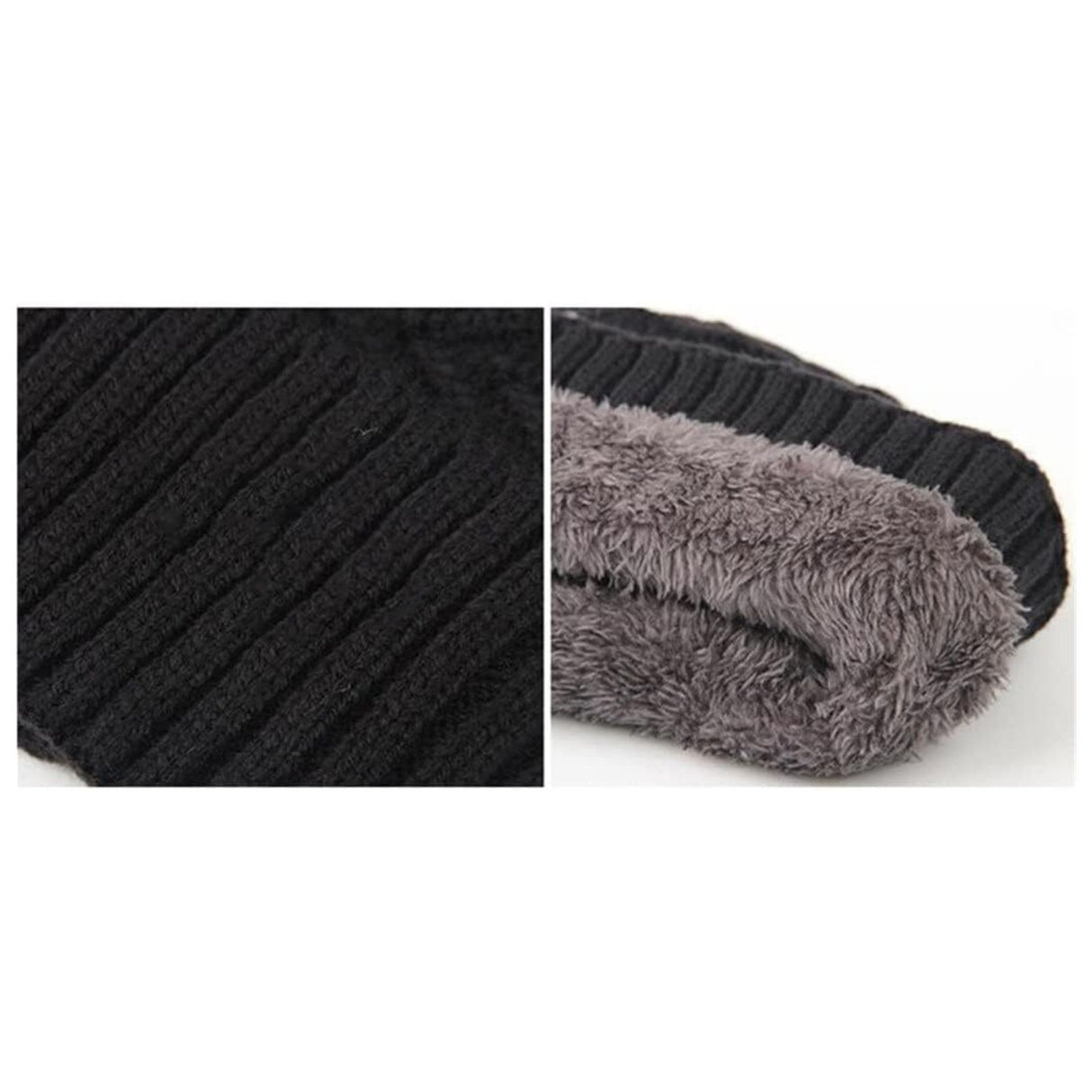 3x Unisex Winter Knitted Hat Warm Thick Beanie Fleece Ski Cap  Thermal - Black