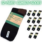 12 Pairs BAMBOO OUTDOOR SOCKS Mens Heavy Duty Thick Work Socks Cushion