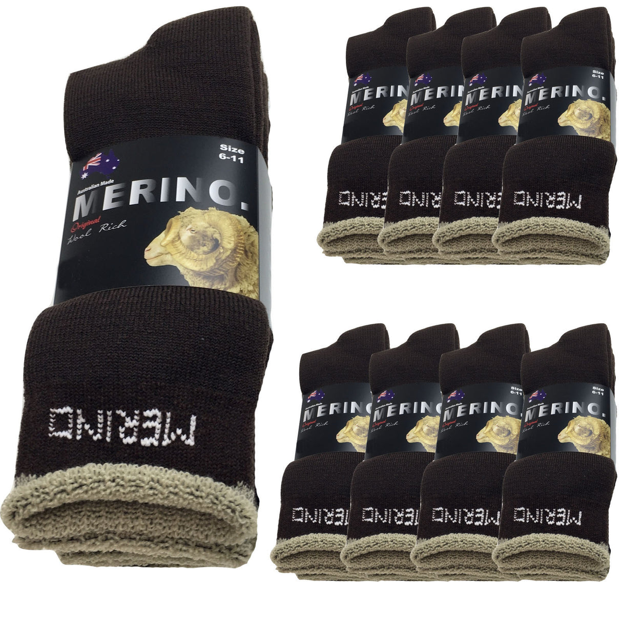 9 Pairs MERINO WOOL SOCKS Mens Heavy Duty Premium Thick Work Socks Cushion BULK