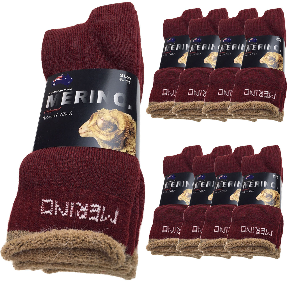 9 Pairs MERINO WOOL SOCKS Mens Heavy Duty Premium Thick Work Socks Cushion BULK