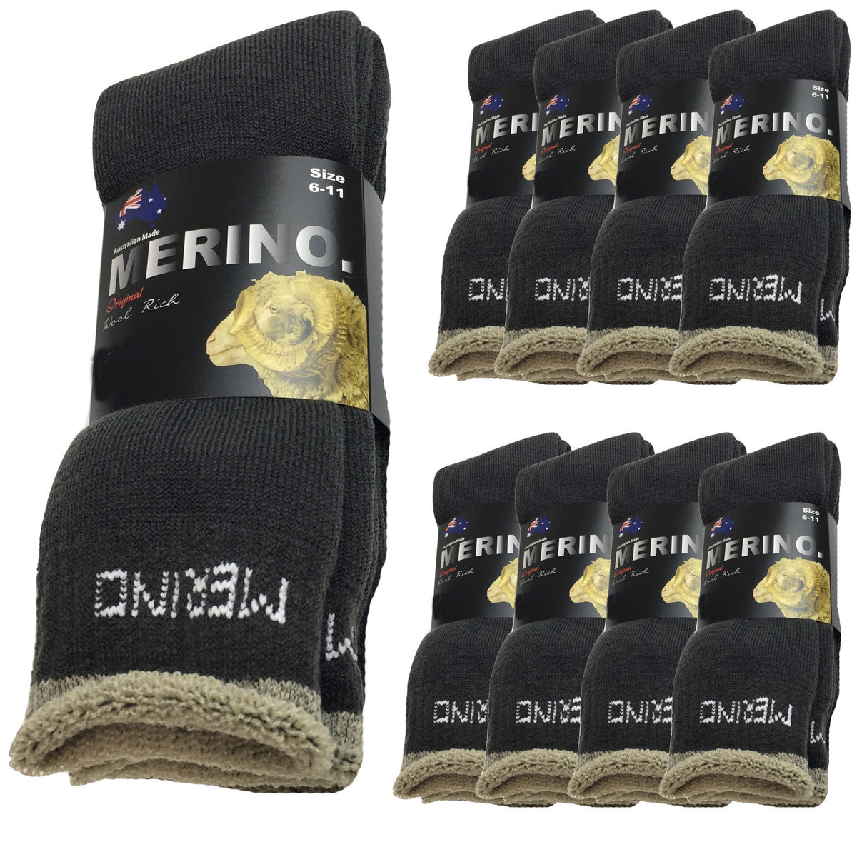 9 Pairs MERINO WOOL SOCKS Mens Heavy Duty Premium Thick Work Socks Cushion BULK