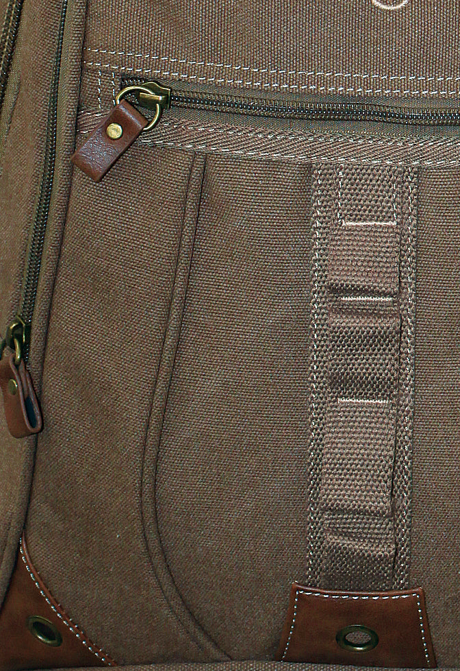 FIB Washed Canvas Backpack Bag in Khaki