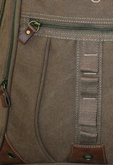 FIB Washed Canvas Backpack Bag in Khaki