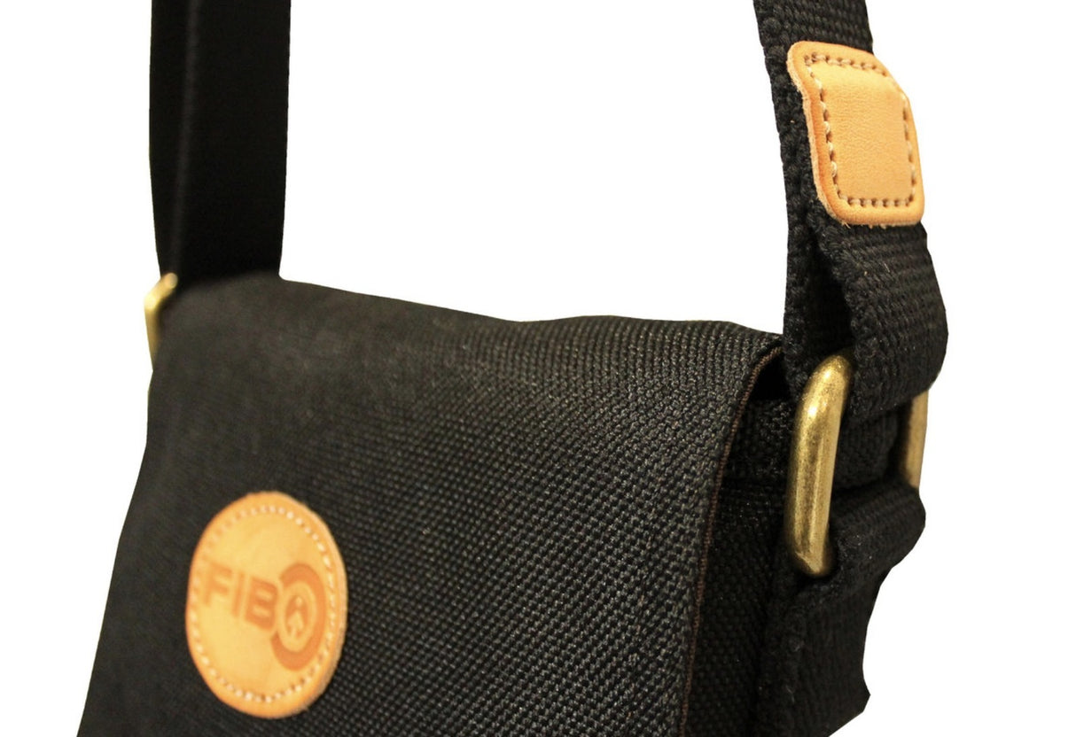 FIB Water Resistant Small Shoulder Canvas Bag w Adjustable Shoulder Strap - Black