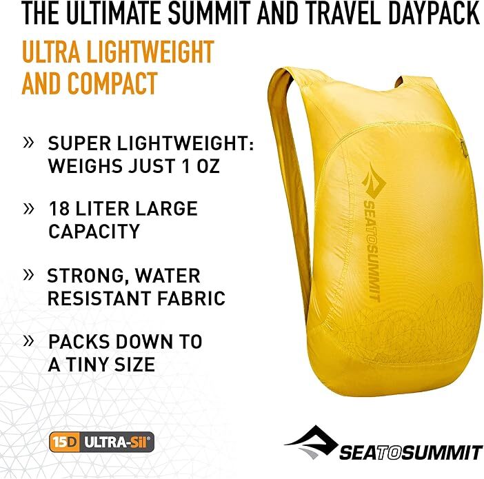 18L Foldable Outdoor Ultra-Sil Nano Daypack Rucksack Travel Bag - Yellow