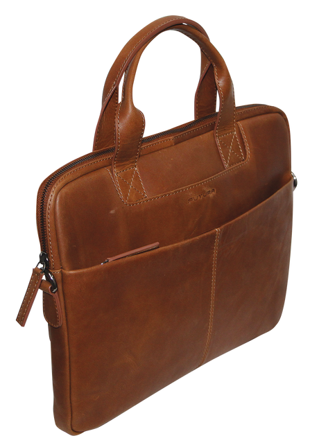 Futura Mens Slimline Laptop Bag Satchel Handbag Handles College - Brown