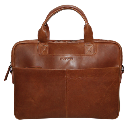 Futura Mens Slimline Laptop Bag Satchel Handbag Handles College - Brown