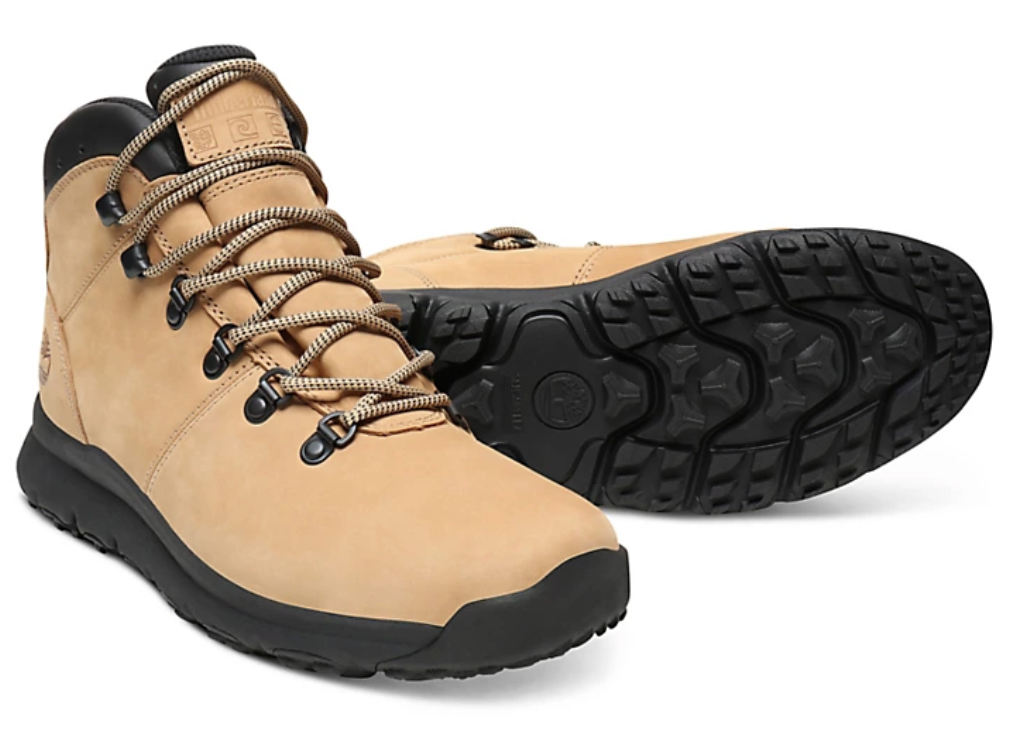 Timberland Mens World Hiker Boots Trail Hiking Shoes - Beige Nubuck Leather