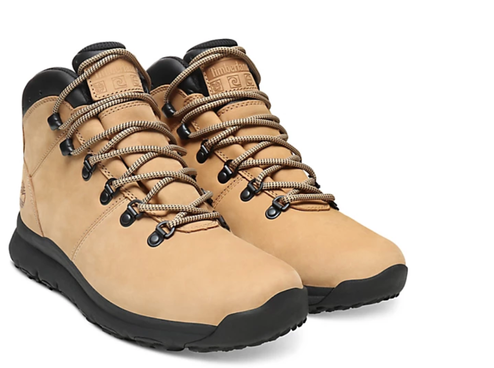 Timberland Mens World Hiker Boots Trail Hiking Shoes - Beige Nubuck Leather