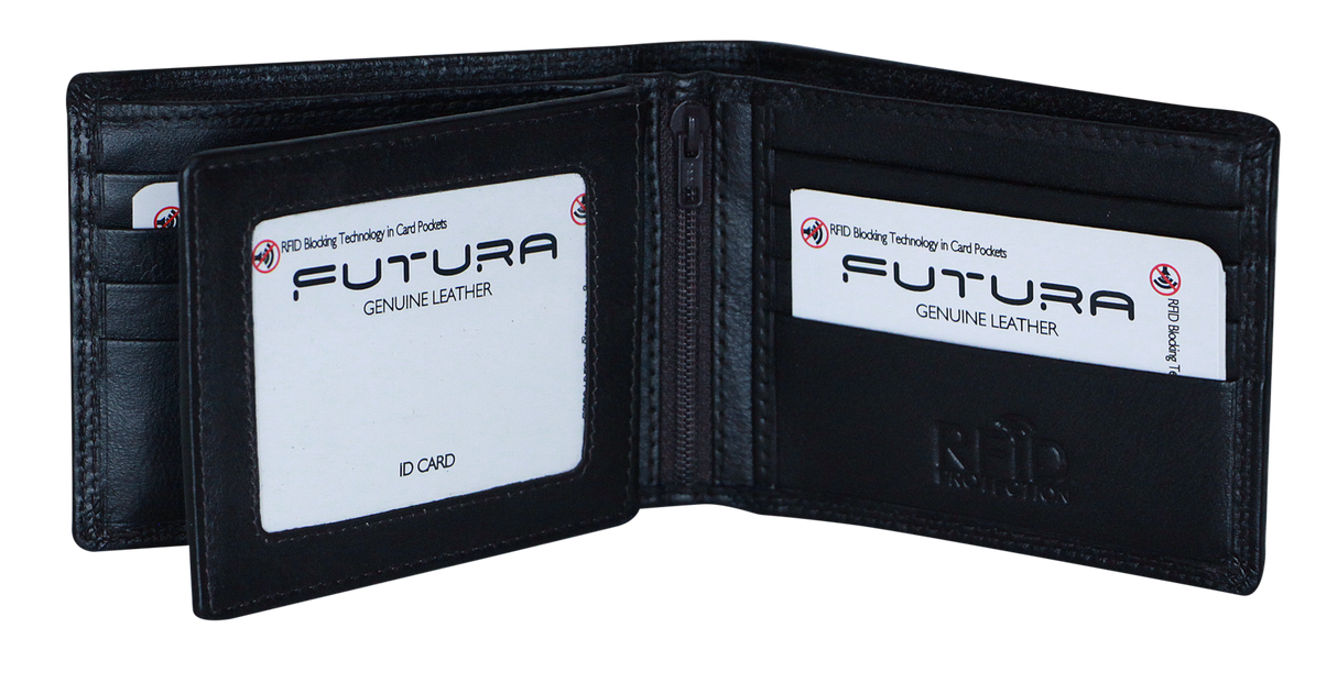 Futura Futura Mens Harrison RFID Genuine Leather Wallet - Black