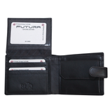 Futura Mens RFID Leather Coin Fold Over Wallet - Black