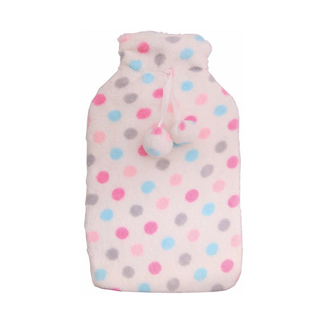 2L HOT WATER BOTTLE with Coral Fleece Cover Winter Warm Natural Rubber Bag