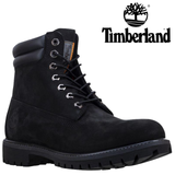 Timberland Mens 6" Double Collar Boots Leather Shoes Lightweight - Black Nubuck