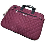 RFID Quilted Taslon Laptop Bag Sleeve Computer Travel w/ Tablet Holder - Marsala