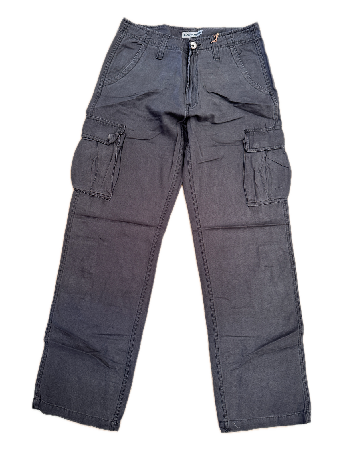 Mens 100% Cotton Cargo Pants Relaxed Easy Fit Straight Leg in Charcoal