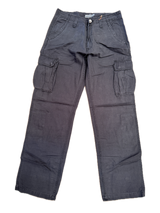 Mens 100% Cotton Cargo Pants Relaxed Easy Fit Straight Leg in Charcoal