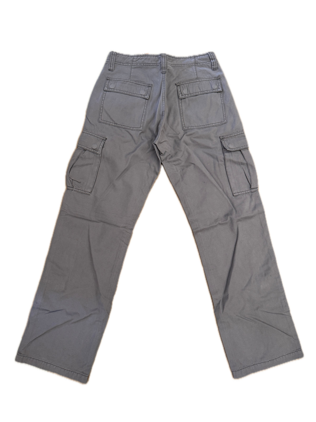 Mens 100% Cotton Cargo Pants Relaxed Easy Fit Straight Leg in Grey