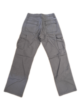 Mens 100% Cotton Cargo Pants Relaxed Easy Fit Straight Leg in Grey