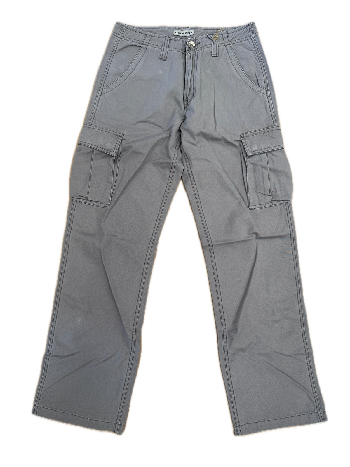 Mens 100% Cotton Cargo Pants Relaxed Easy Fit Straight Leg in Grey