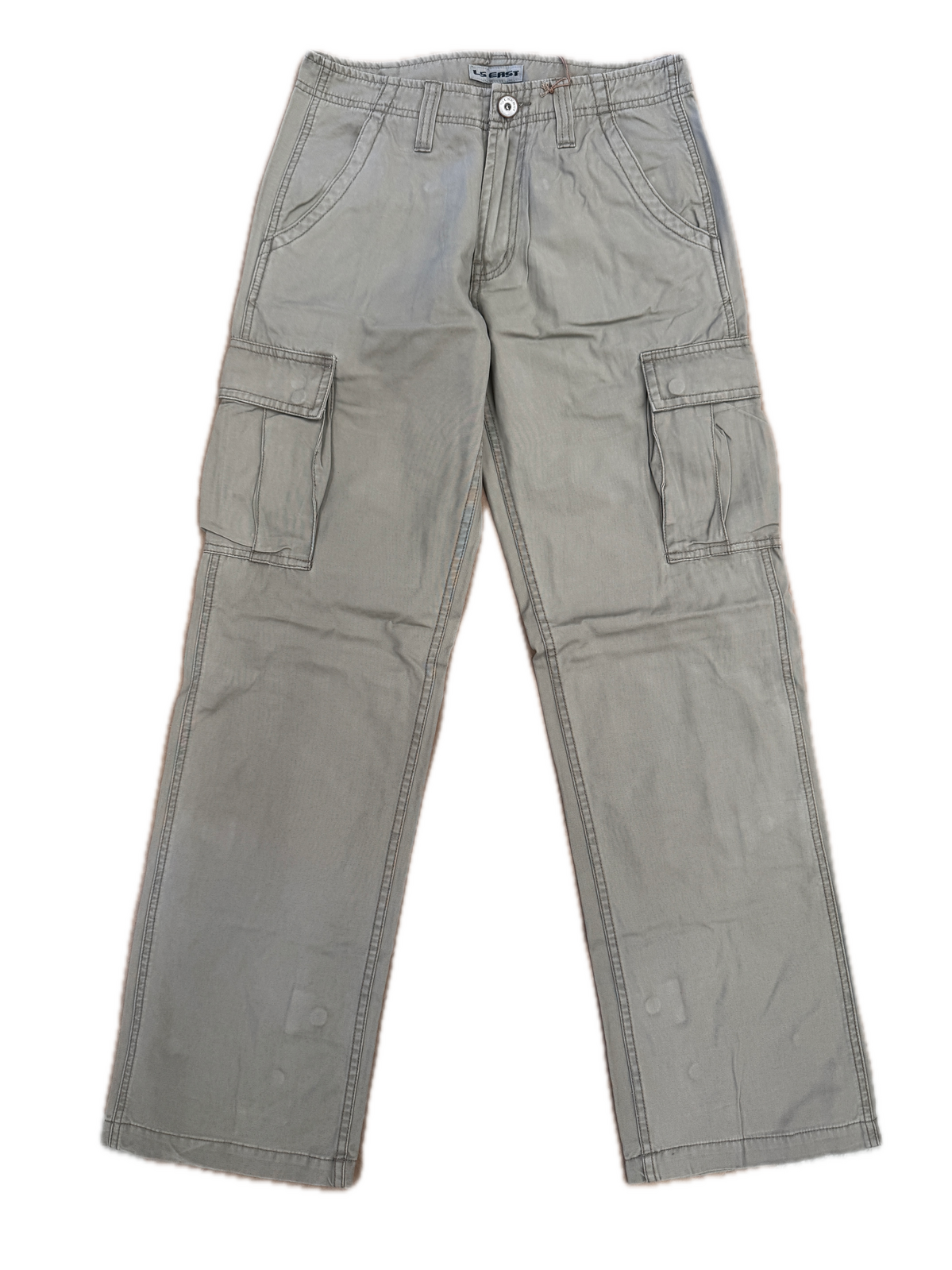 Mens 100% Cotton Cargo Pants Relaxed Easy Fit Straight Leg in Khaki