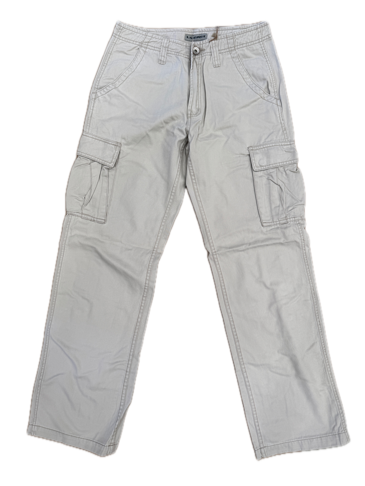 Mens 100% Cotton Cargo Pants Relaxed Easy Fit Straight Leg in Sand