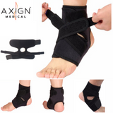 AXIGN Medical Ankle Support Brace Corrector Strap Elastic Adjustable Compression - Black