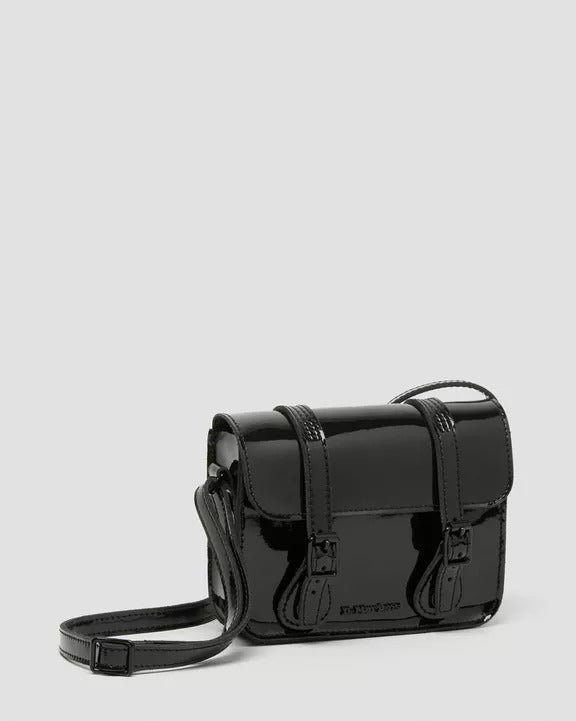 Dr Martens Womens Crossbody Bag 7 inch Satchel Patent Leather - Black