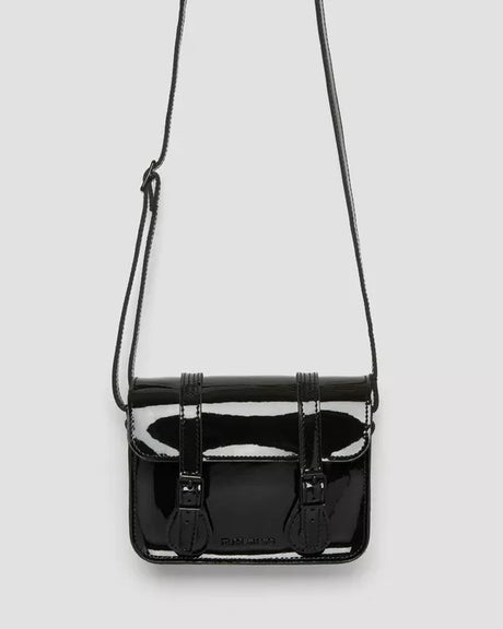 Dr Martens Womens Crossbody Bag 7 inch Satchel Patent Leather - Black