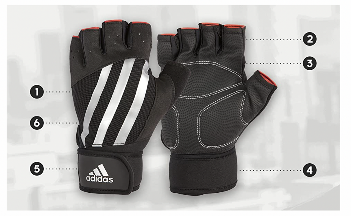 Adidas Elite Gloves Weight Lifting Gym Workout Training Grip Gym Sports - Black/Silver