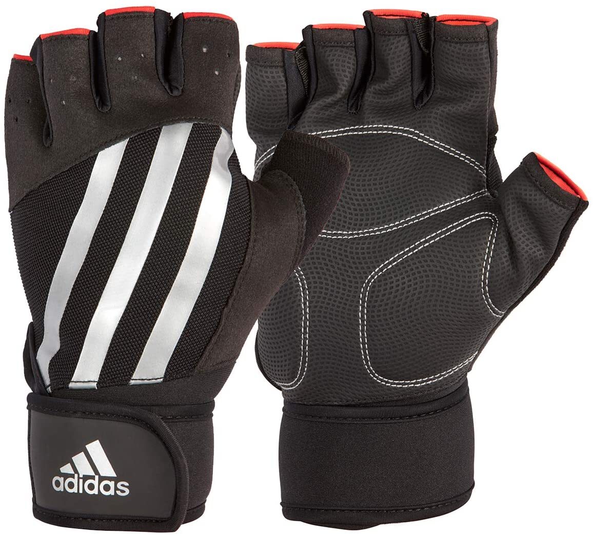 Adidas Elite Gloves Weight Lifting Gym Workout Training Grip Gym Sports - Black/Silver