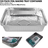 120x ALUMINIUM FOIL BAKING Trays Containers BBQ Takeaway Roasting 22cm*15.5cmx*5cm