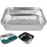 96x ALUMINIUM FOIL CONTAINERS WITH LIDS Large Tray BBQ Roasting Dish 24cm*18cm*6cm