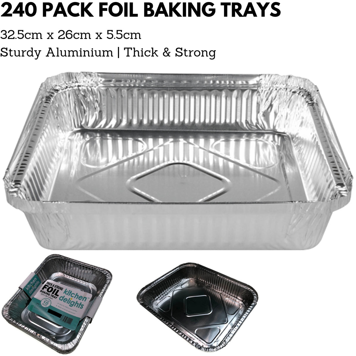 240x ALUMINIUM FOIL Trays Large Tray BBQ Roasting Disposable Takeaway Container