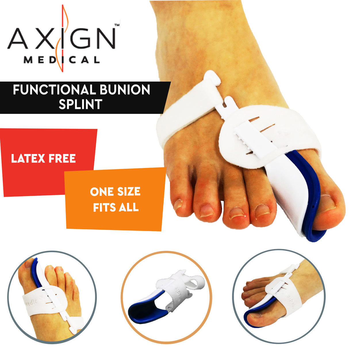 Axign Medical Toe Splint Corrector Strap Orthopedic Hallux Valgus Bunion Straightener Support