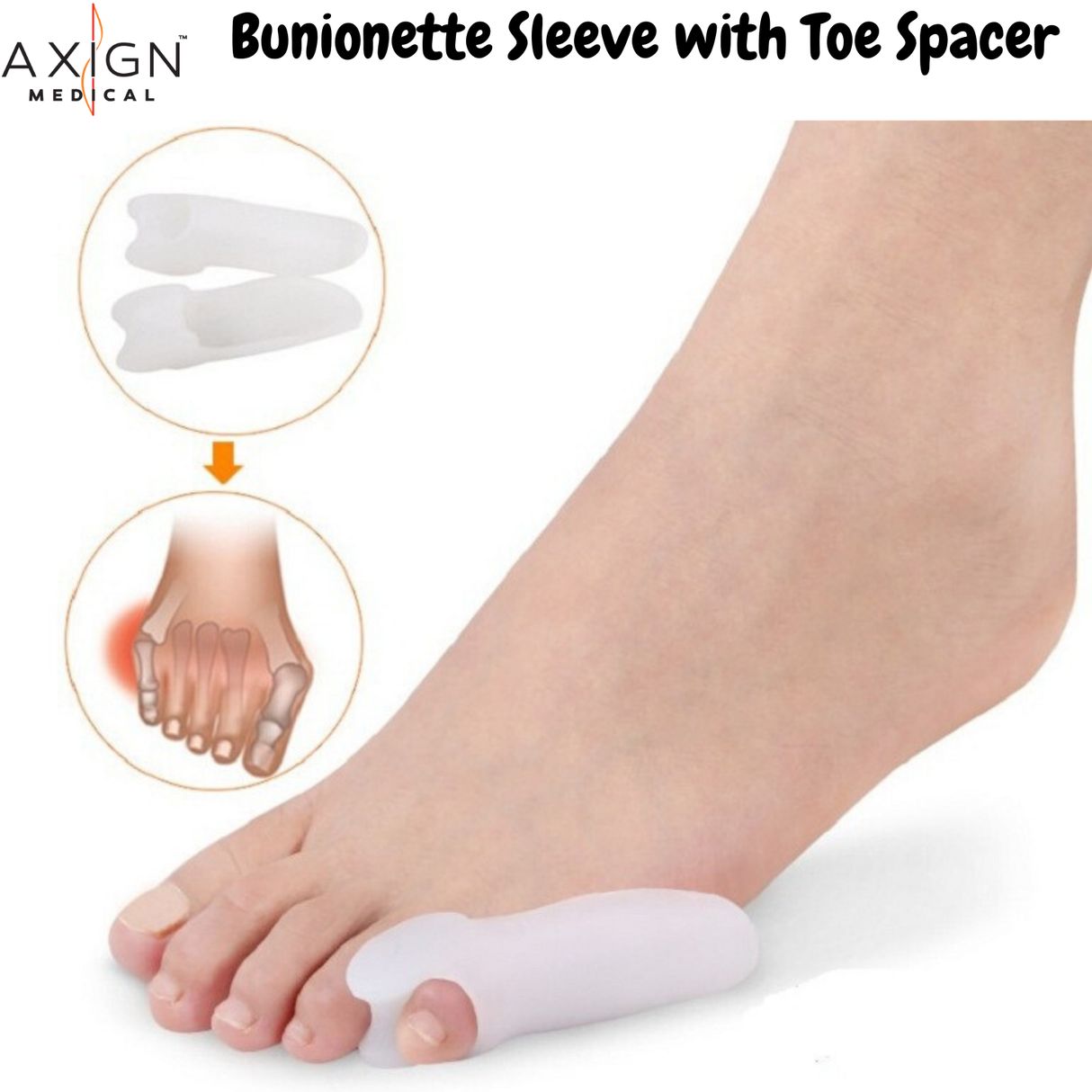 Bunionette Sleeve w Toe Spacer Corn Sleeve Cushion Relieves & Corrects Bunionettes