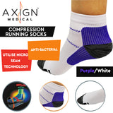 AXIGN Medical Compression Running Socks Unisex  - Purple/White