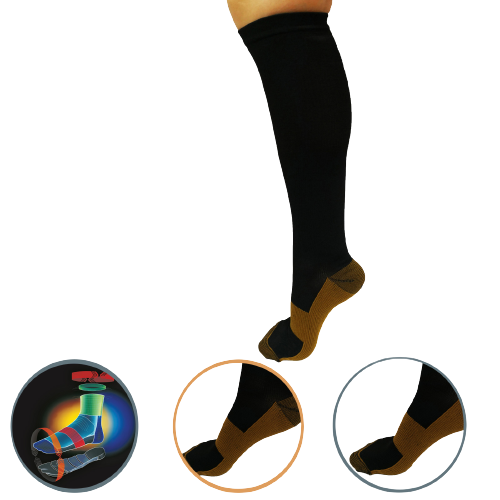 AXIGN Medical Compression Stockings Socks Travel Flight Circulation High - Black