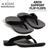 AXIGN Premium Orthotic Arch Support Flip Flops Sandal Thongs Archline - Grey/Black