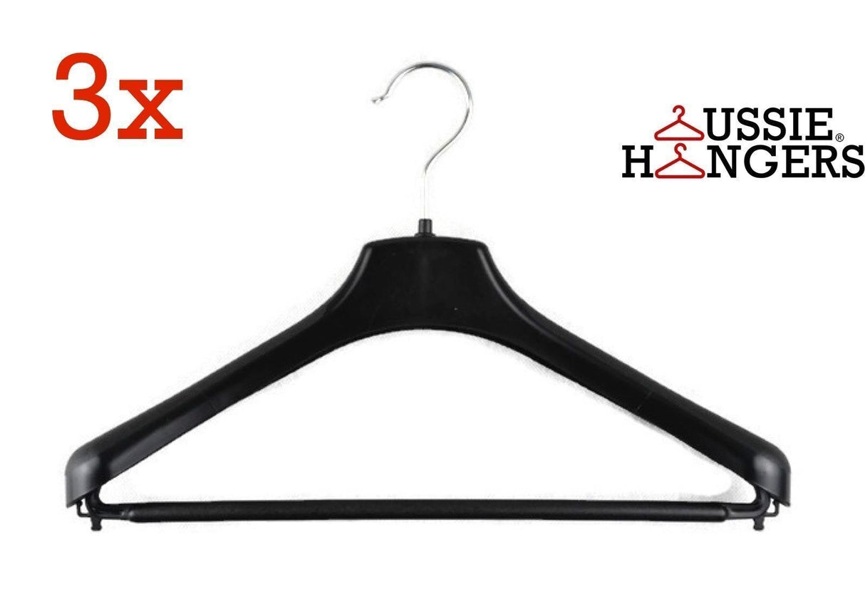 3x Suit Hangers Heavy Duty 460mm Commercial Jacket Pants Clothing Coat R50L