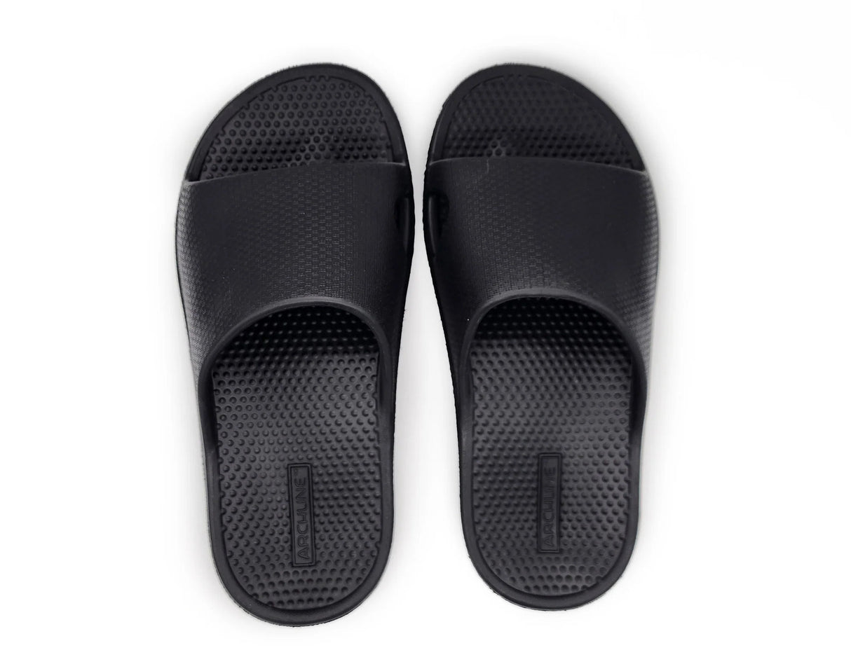 Archline Rebound Orthotic Slides Flip Flop Thongs Slip On Arch Support - Black