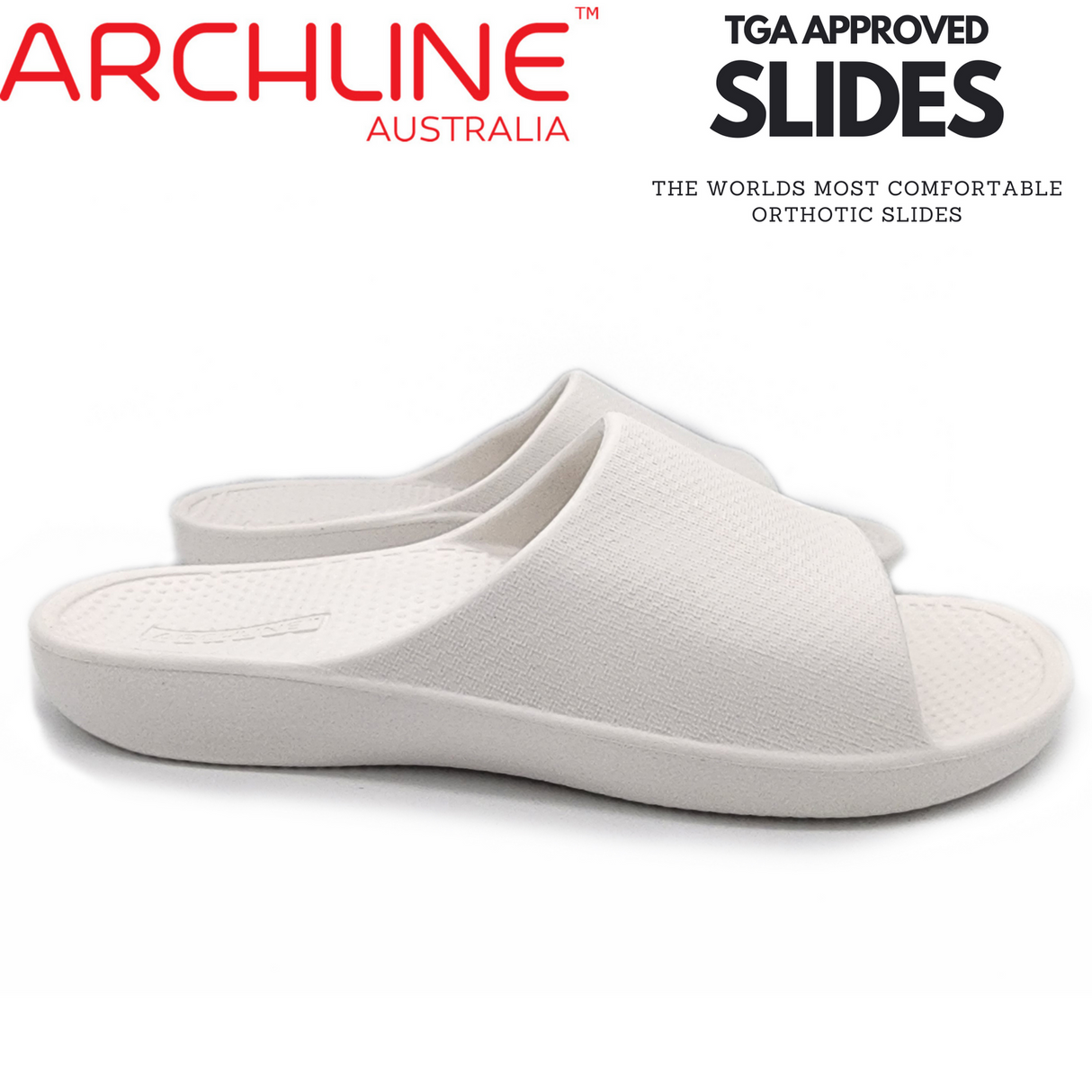 Archline Rebound Orthotic Slides Flip Flop Thongs Slip On Arch Support - White