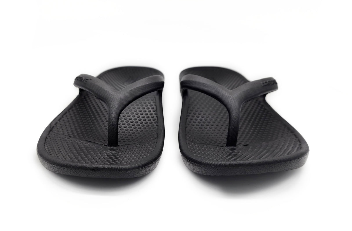 Archline Rebound Orthotic Foam Thongs Arch Support Flip Flops Orthopedic - Black