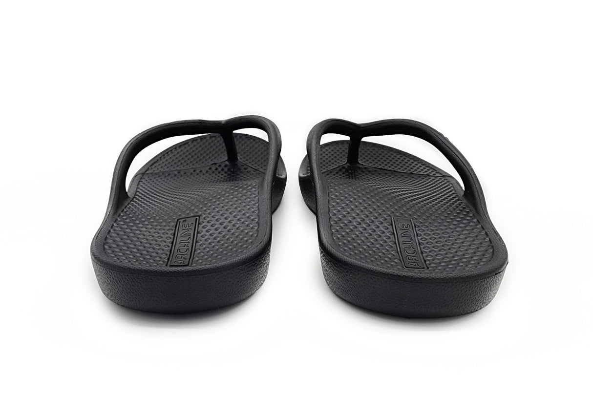 Archline Rebound Orthotic Foam Thongs Arch Support Flip Flops Orthopedic - Black