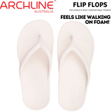 Archline Orthotic Foam Thongs Arch Support Flip Flops Orthopedic Rebound - White