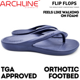 Archline Orthotic Foam Thongs Arch Support Flip Flops Orthopedic Rebound - Navy