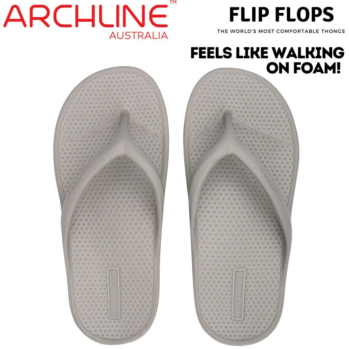 Archline Orthotic Foam Thongs Arch Support Flip Flops Orthopedic Rebound - Grey