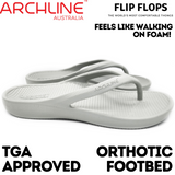 Archline Orthotic Foam Thongs Arch Support Flip Flops Orthopedic Rebound - Grey