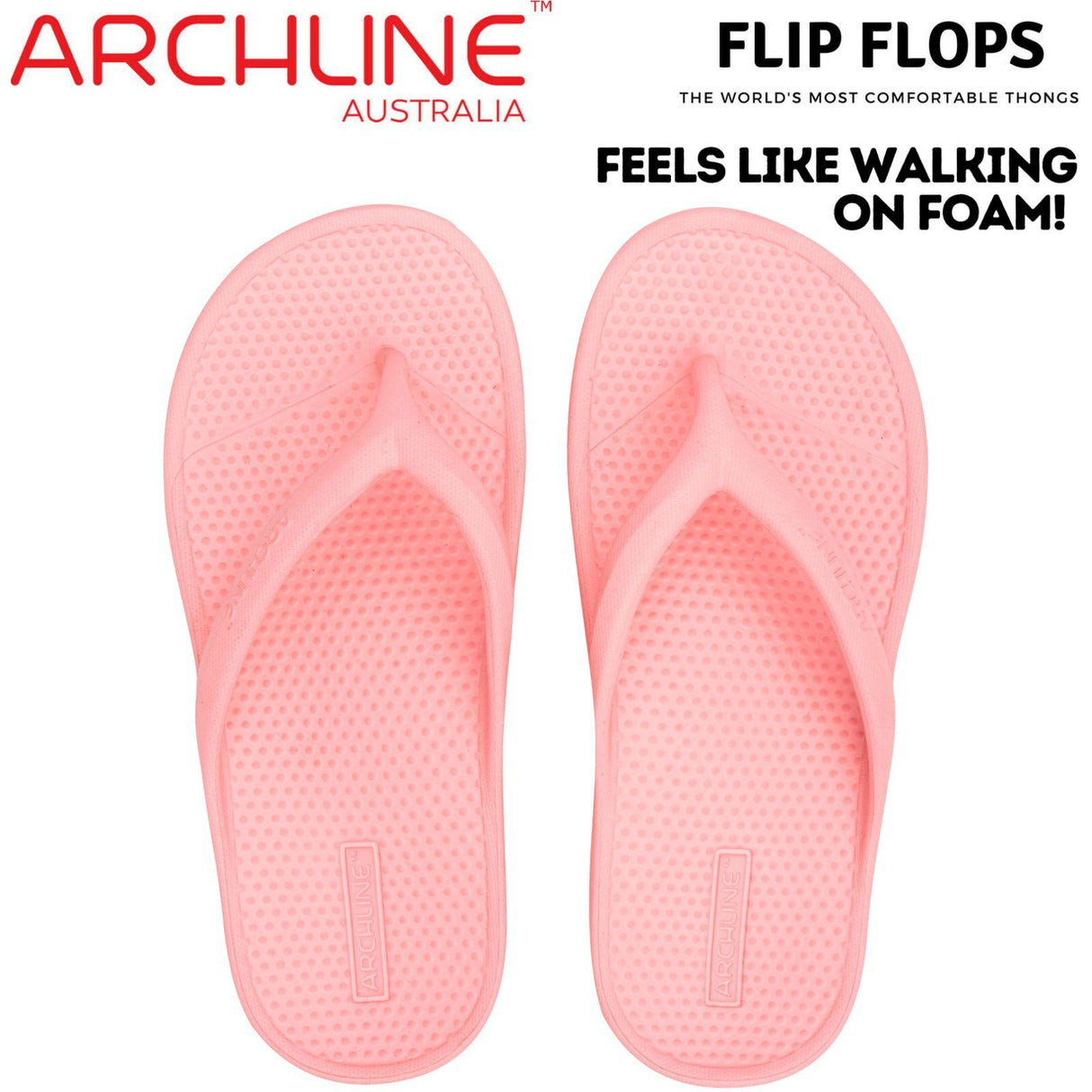 Archline Orthotic Foam Thongs Arch Support Flip Flops Orthopedic Rebound - Pink