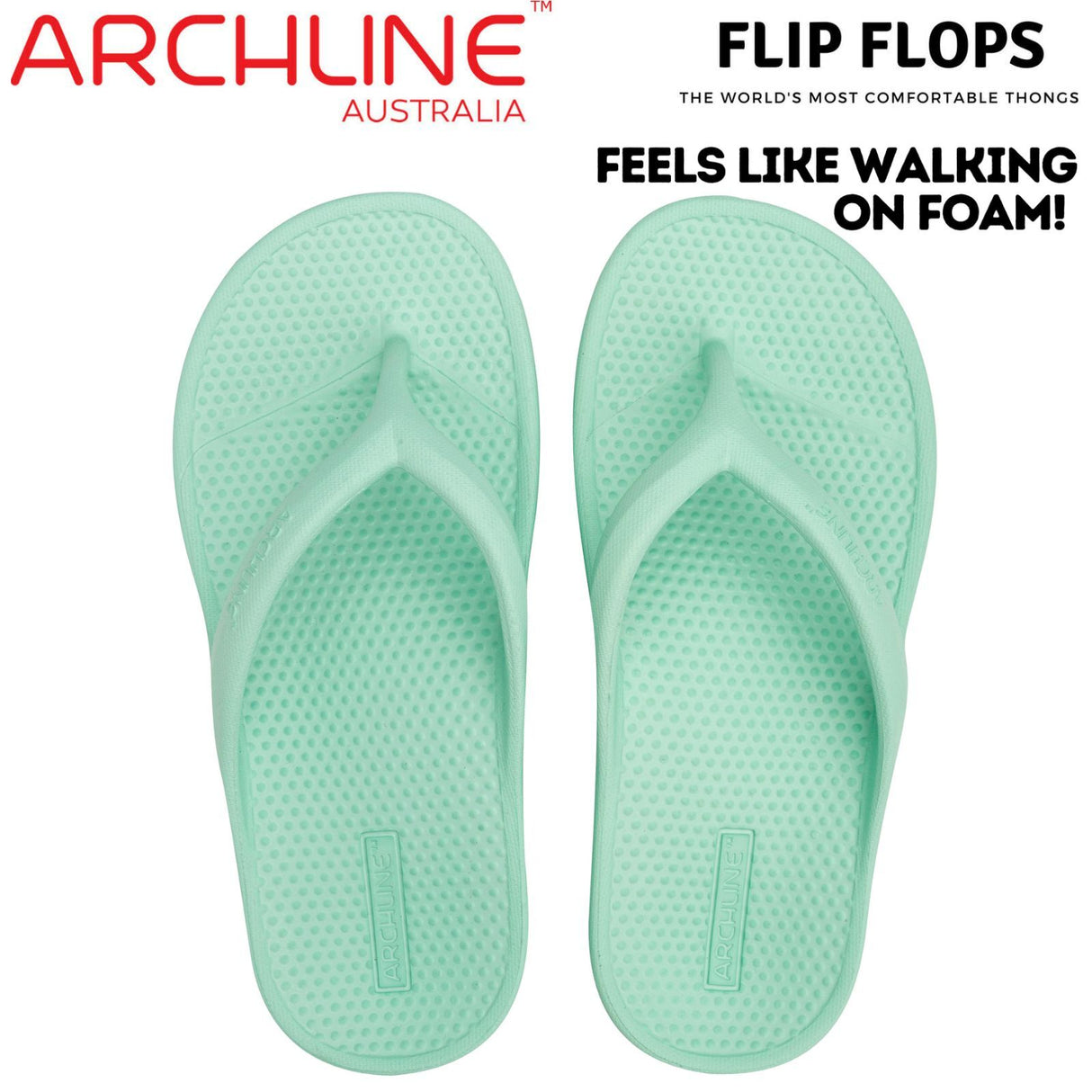 Archline Orthotic Foam Thongs Arch Support Flip Flops Orthopedic Rebound - Mint Green